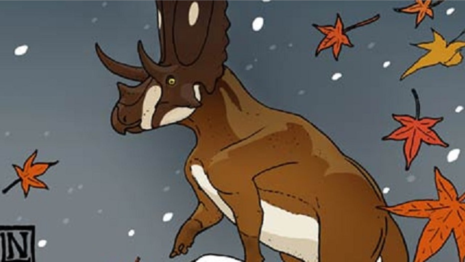 A cartoon rendering of the newly discovered dinosaur, Mojoceratops.