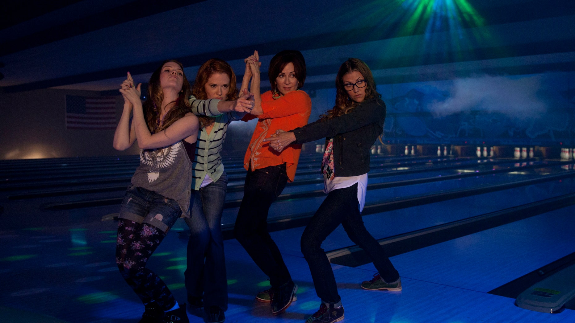 Abbie Cobb, Sarah Drew, Patricia Heaton, and Andrea Logan White in a scene from the family comedy, "Mom's Night Out."