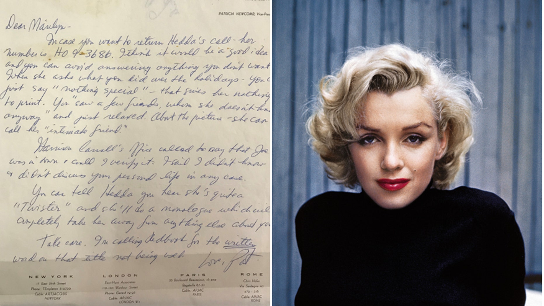 Rare Marilyn Monroe Artifacts Up For Auction Fox News 