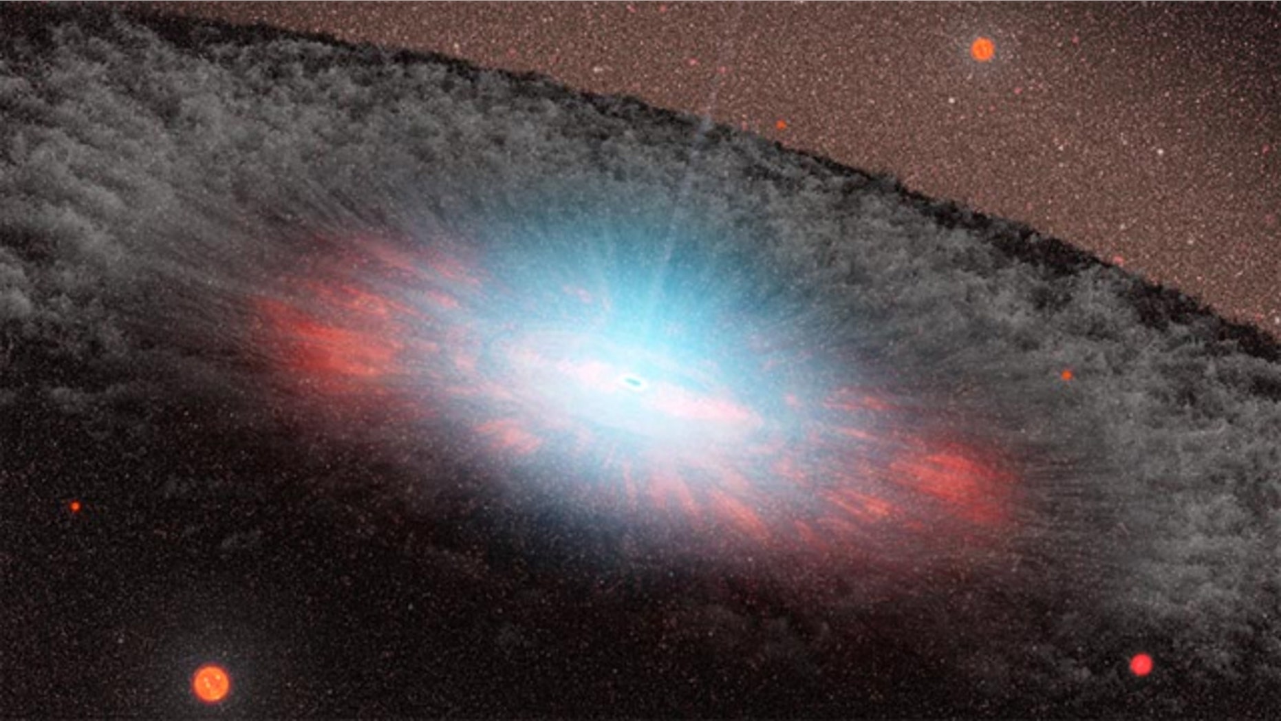 An artist's rendition of a mammoth black hole.