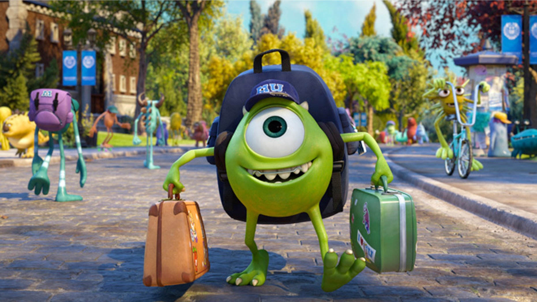 This film publicity image released by Disney-Pixar shows Mike Wazowski, voiced by Billy Crystal in a scene from "Monsters University."