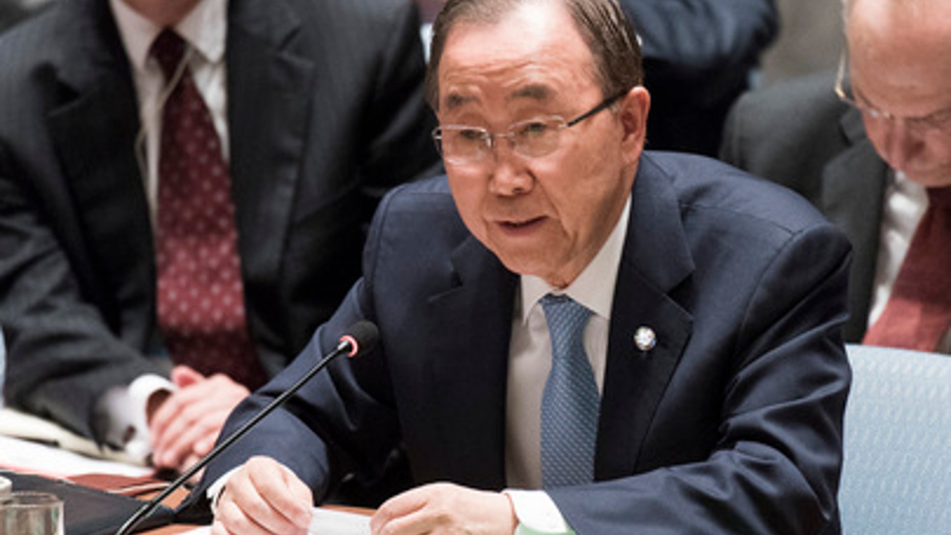 Secretary-General Ban Ki-moon addresses the Security Council meeting on sexual exploitation and abuse in UN peacekeeping operations on March 10, 2016. (UN Photo/Mark Garten)