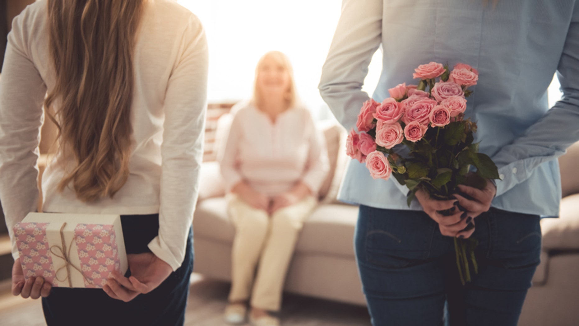 These young women purchased their Mother's Day gifts just seconds ago.