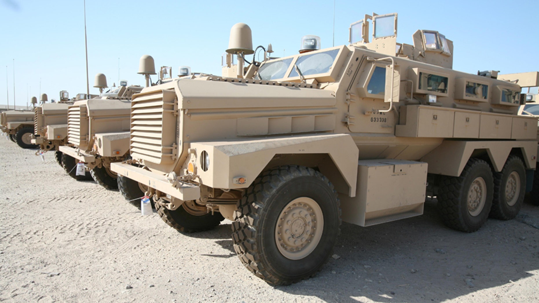 Mine Resistant Ambush Protected (MRAP) vehicles.