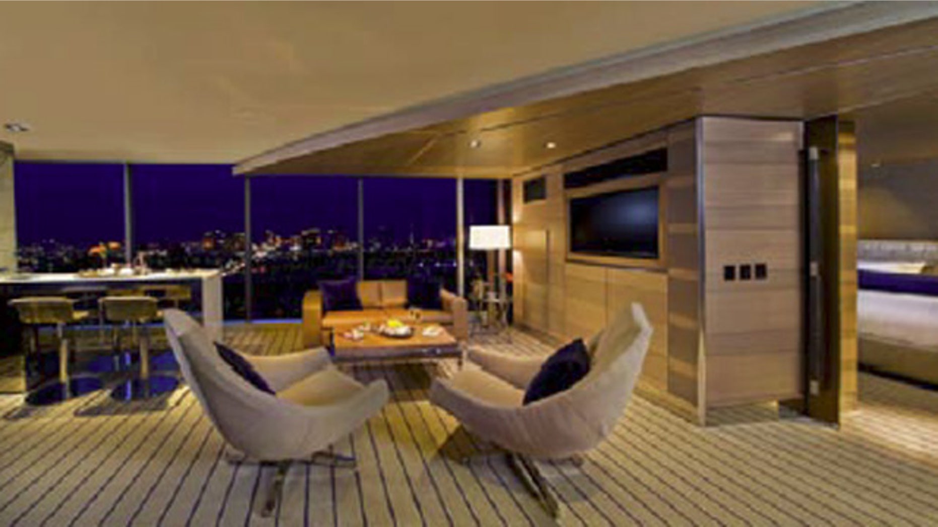 Shown here is a luxury suite in Nevada's M Resort, where members of the Public Buildings Service stayed.