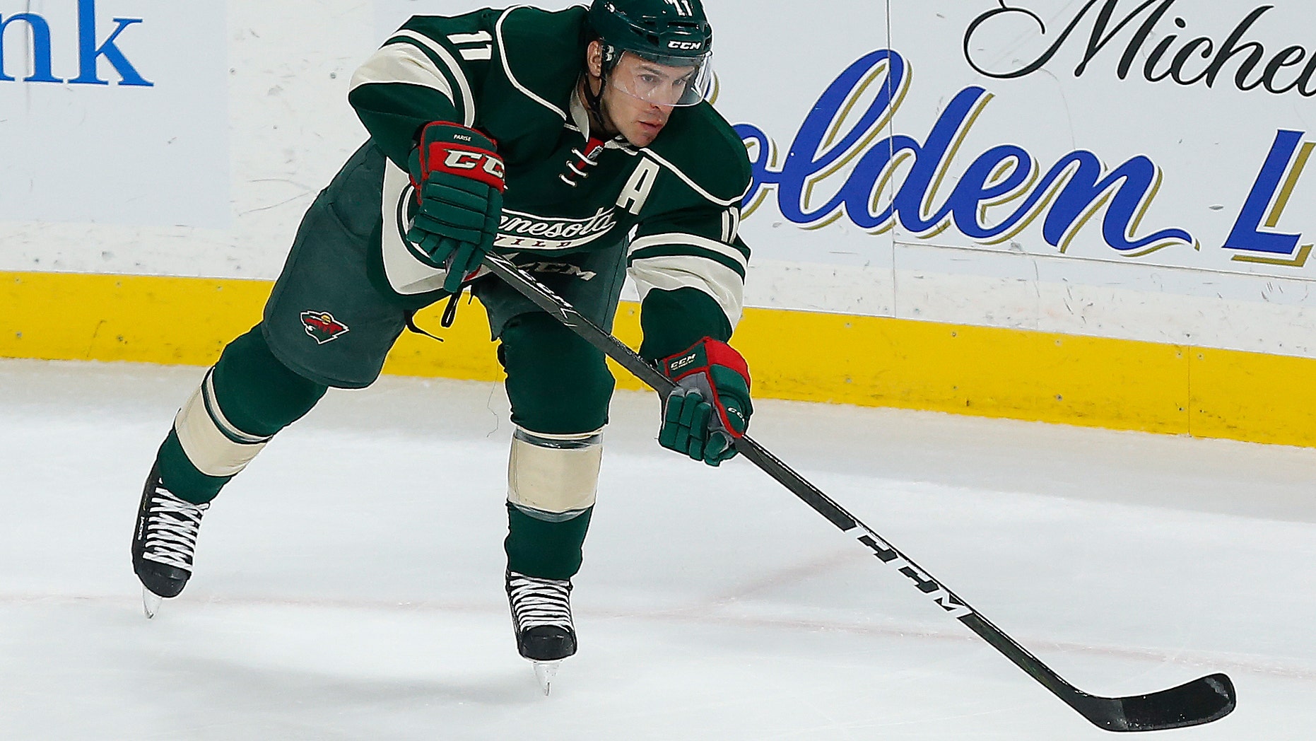 Nov. 25, 2016: This photo shows Minnesota Wild's Zach Parise controlling the puck against the Pittsburgh Penguins.