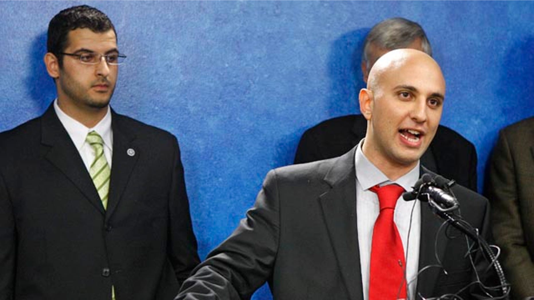 Nov. 4: Gadeir Abbas and Muneer Awad members of the Council on American Islamic Relations (CAIR), during a news conference concerning the Shariah Amendment, which a U.S District Judge temporarily blocked Nov. 8.