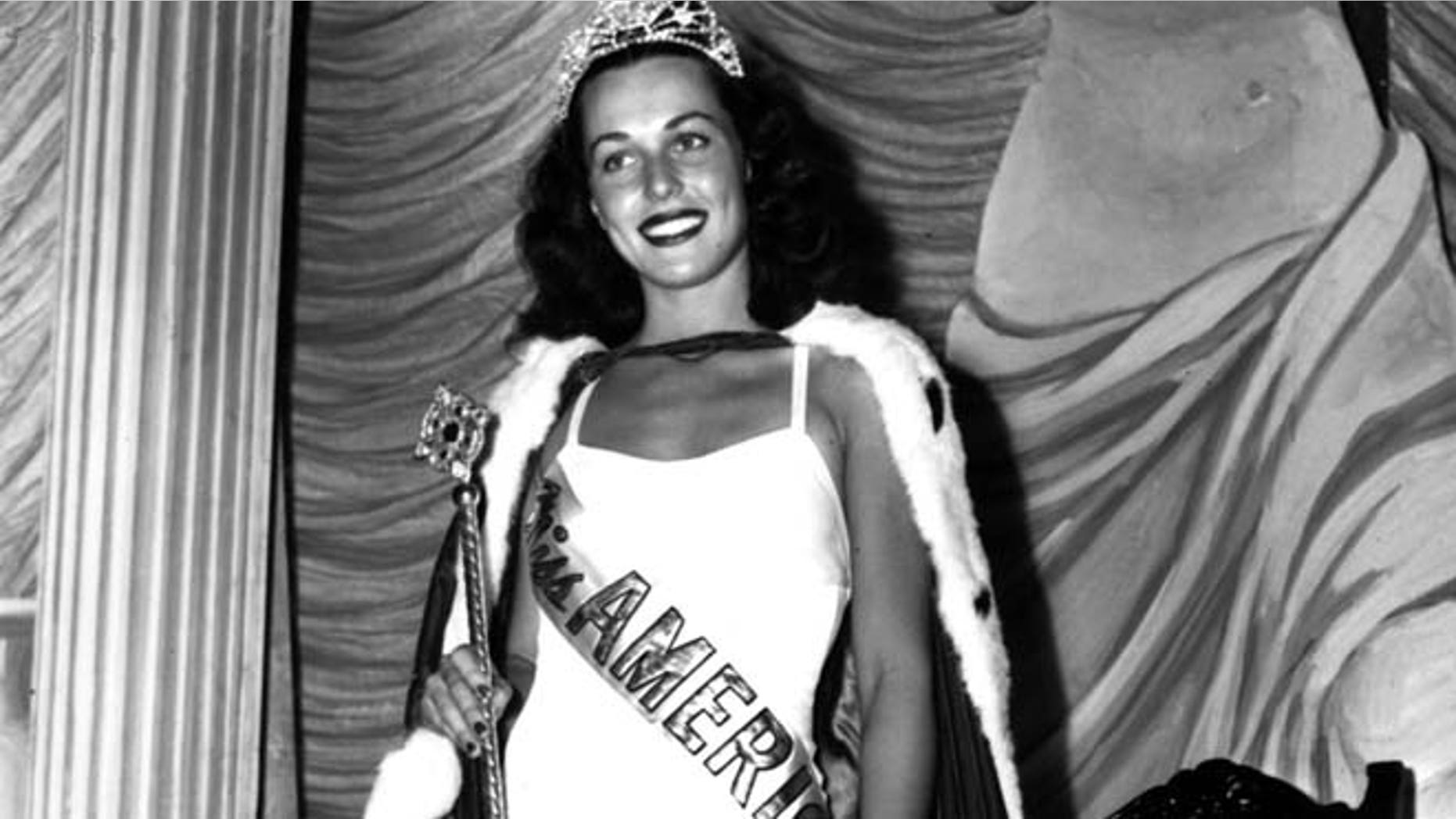 Sept. 8, 1945: Bess Myerson, of New York, holds the scepter after being crowned Miss America 1945 at the annual Miss America pageant in Atlantic City, N.J.