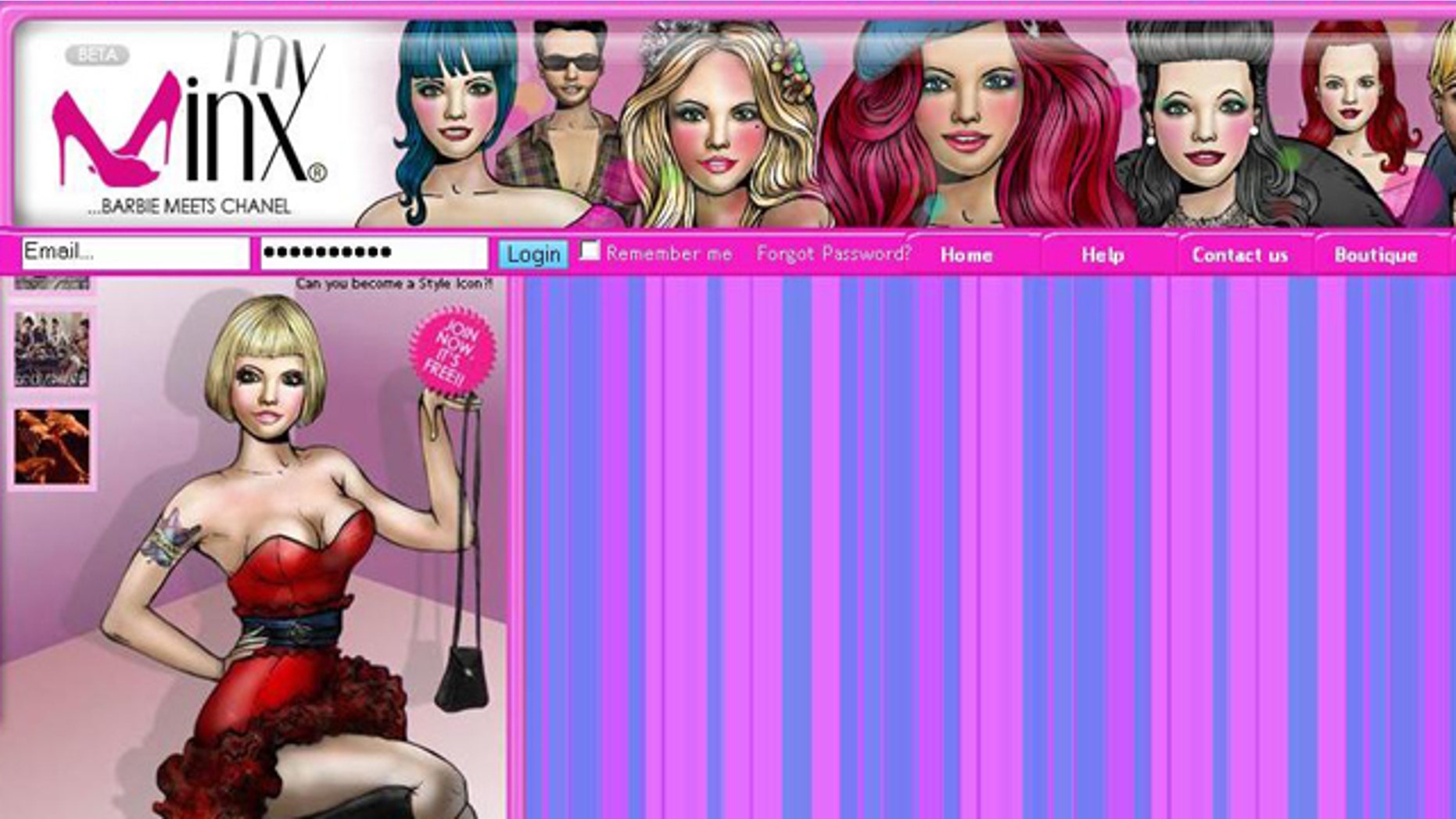 The My-Minx.com site invites players to adopt children, clothe them in sexy lingerie and revealing outfits, and put their creations into competitions.