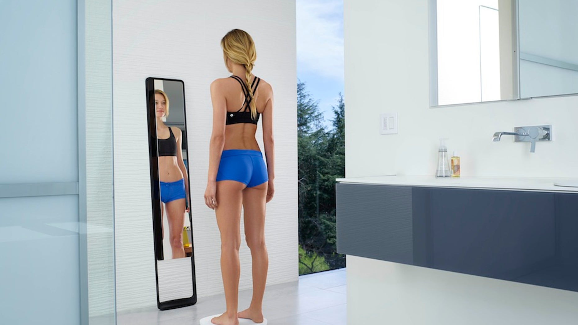 The Naked mirror uses infrared light to scan a person's body and create a 3D model.