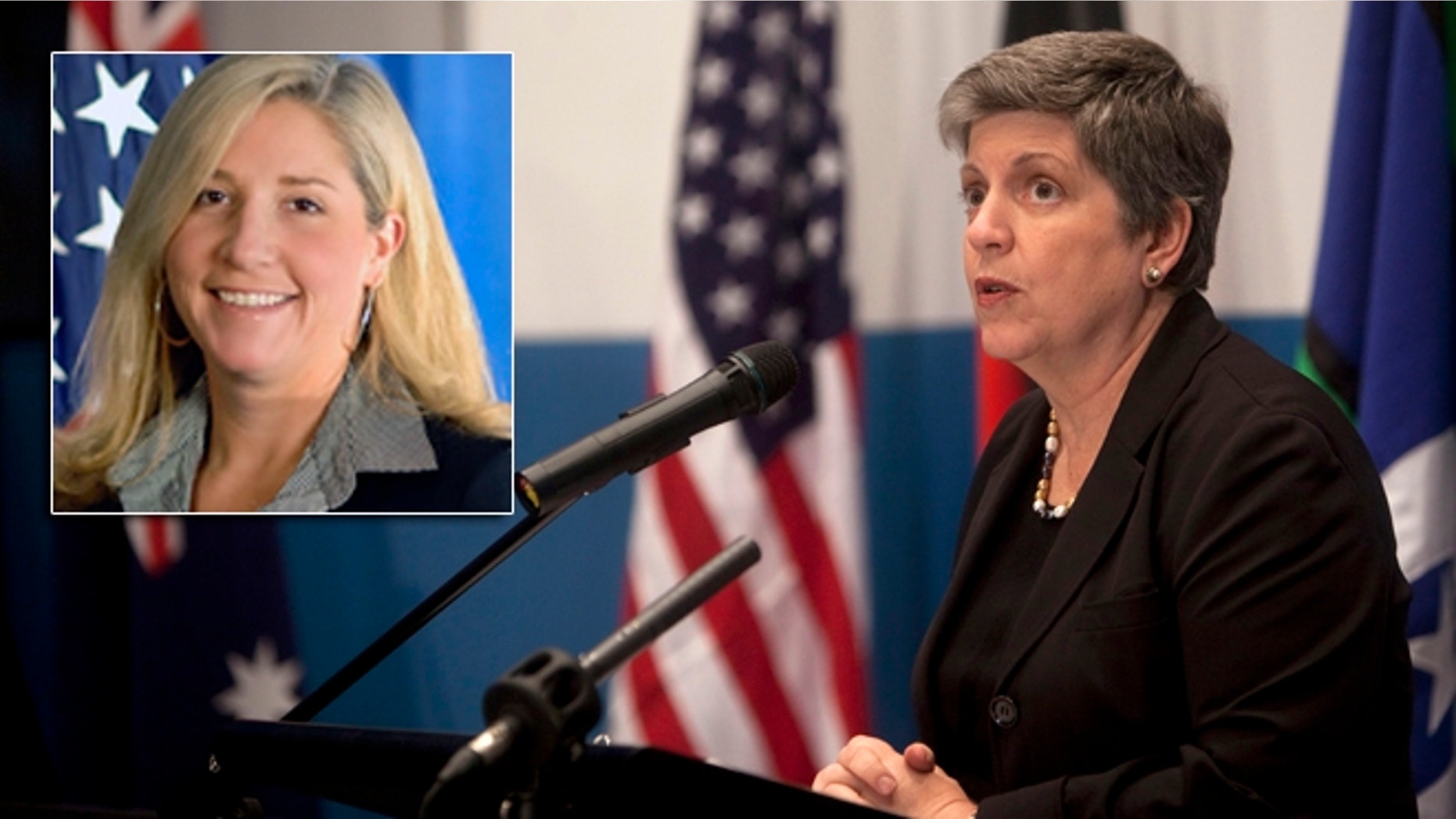 ICE Chief of Staff, Suzanne Barr, left, is seen here with Homeland Security Secretary Janet Napolitano. Barr resigned from her post amid allegations of inappropriate sexual behavior toward employees.