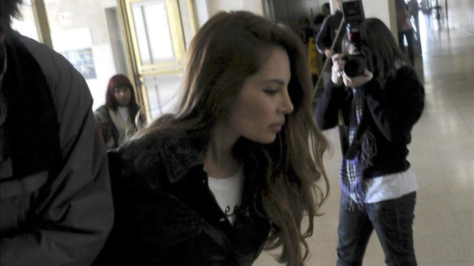 The Colombian model Angie Sanclemente Valencia arrives for her trial in Argentina.
