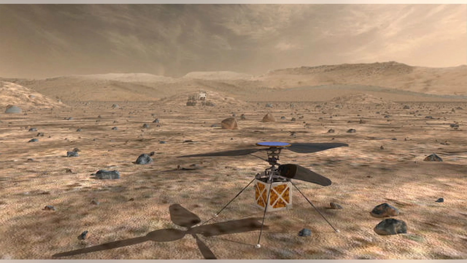 NASA's Mars Helicopter, a small autonomous rotorcraft, will explore Mars with the 2020 rover as a technology demonstration for heavier-than-air vehicles on the Red Planet. (NASA/JPL-Caltech)