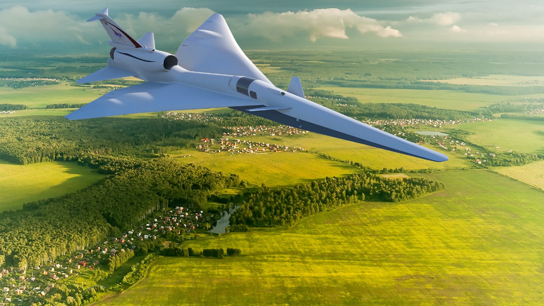 An artist's illustration of NASA's X-59 QueSST supersonic airplane, which the agency will use to test technologies for quiet supersonic aircraft.