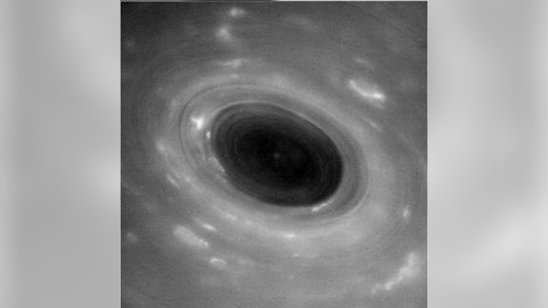 This unprocessed image shows features in Saturn's atmosphere from closer than ever before. The view was captured by NASA's Cassini spacecraft during its first Grand Finale dive past the planet on April 26, 2017. (Credits: NASA/JPL-Caltech/Space Science Institute)