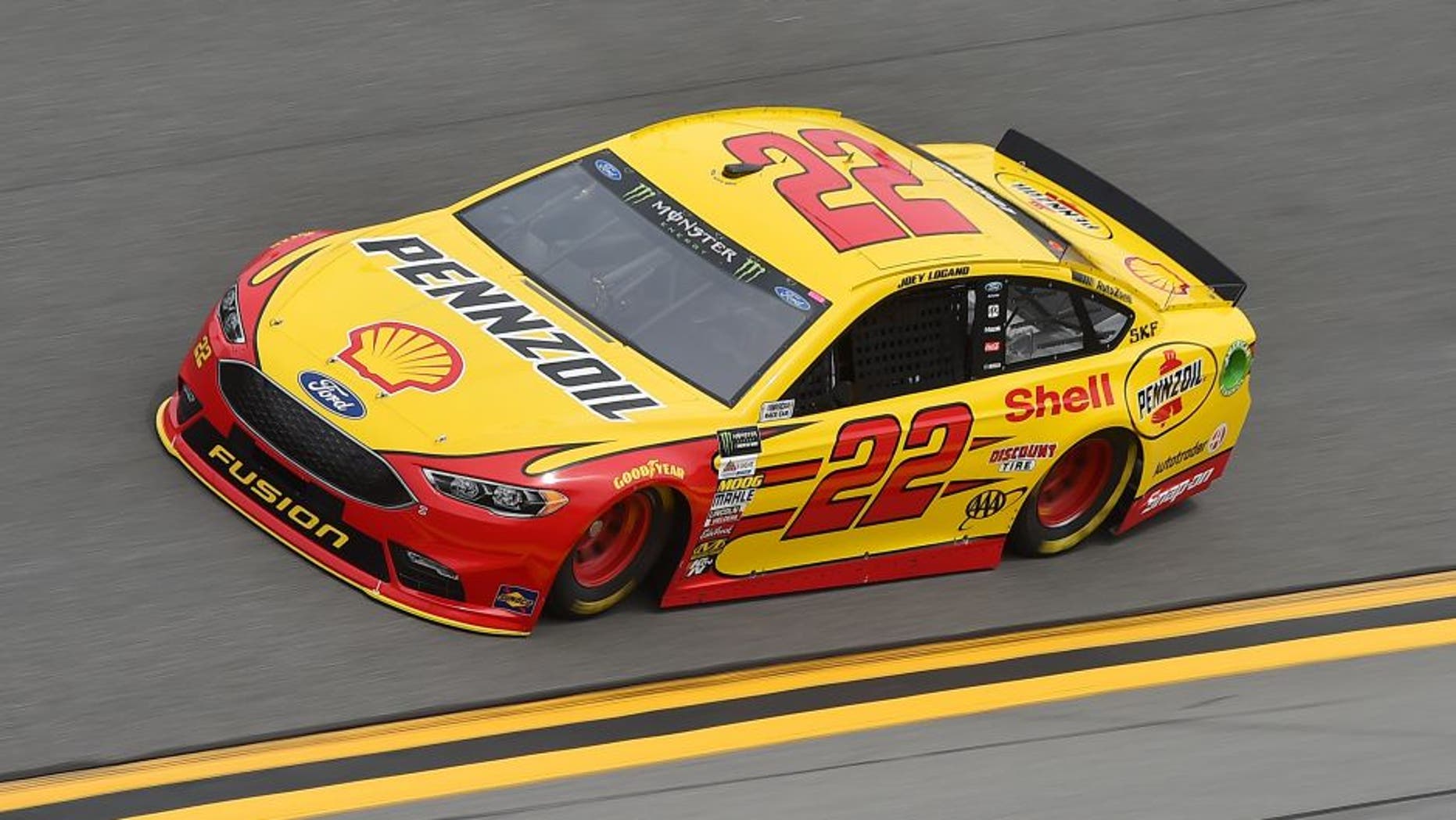 Feb 18, 2017; Daytona Beach, FL, USA; NASCAR Cup Series driver Joey Logano (22) during practice for the Daytona 500 at Daytona International Speedway. Mandatory Credit: Jasen Vinlove-USA TODAY Sports