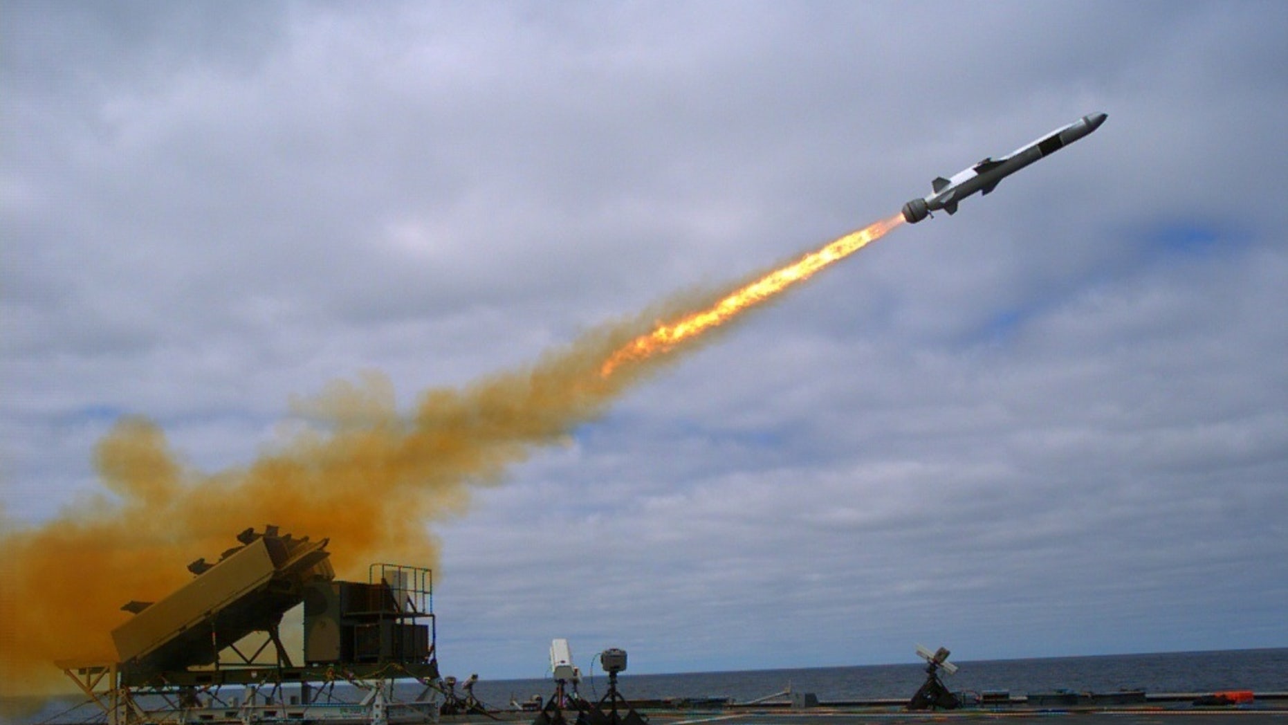 File photo - A Kongsberg Naval Strike Missile (NSM) is launched from the littoral combat ship USS Coronado (LCS 4) during missile testing operations off the coast of Southern California, Sept. 23, 2014 (U.S. Navy photo by Mass Communication Specialist 2nd Class Zachary D. Bell/Released)
