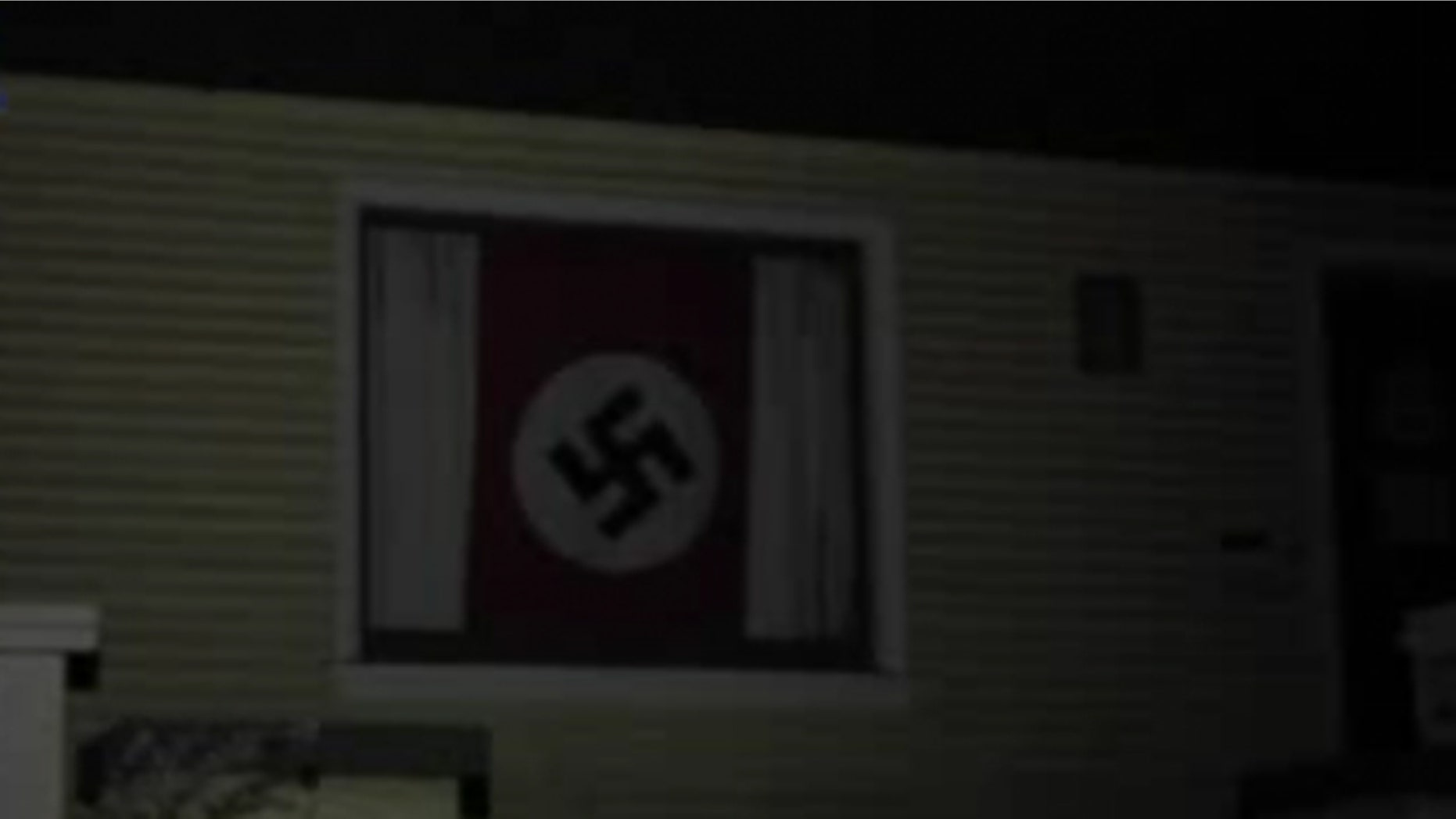 The flag was on display as of late Thursday in a home on U Street between 25th and 26th streets in Sacramento, KTXL reports. (KTXL/Fox40.com)