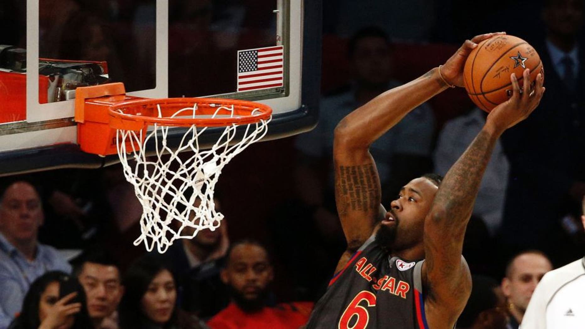 Feb 19, 2017; New Orleans, LA, USA; Western Conference center DeAndre Jordan of the Los Angeles Clippers (6) dunks in the 2017 NBA All-Star Game at Smoothie King Center. Mandatory Credit: Derick E. Hingle-USA TODAY Sports