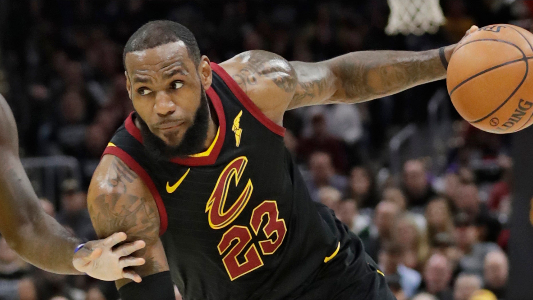 Cleveland Cavaliers star LeBron James drives against the Indiana Pacers during Game 7 of a first-round playoff series.