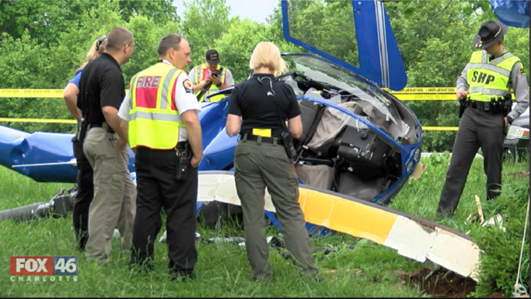 The helicopter clipped a home before crashing to the ground.