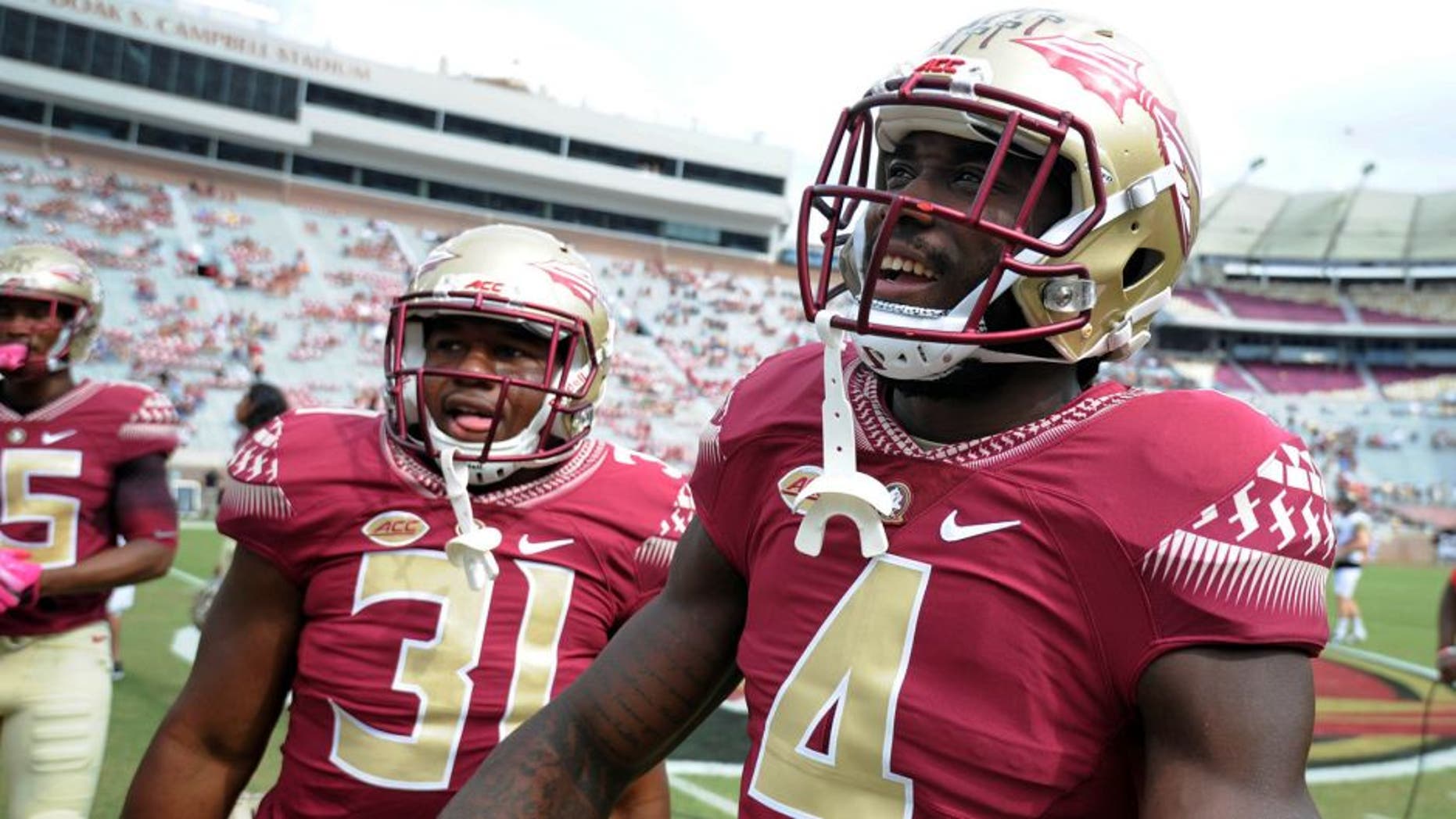 Oct 15, 2016; Tallahassee, FL, USA; Florida State Seminoles running back Dalvin Cook (4) before the game against the Wake Forest Demon Deacons at Doak Campbell Stadium. Mandatory Credit: Melina Vastola-USA TODAY Sports