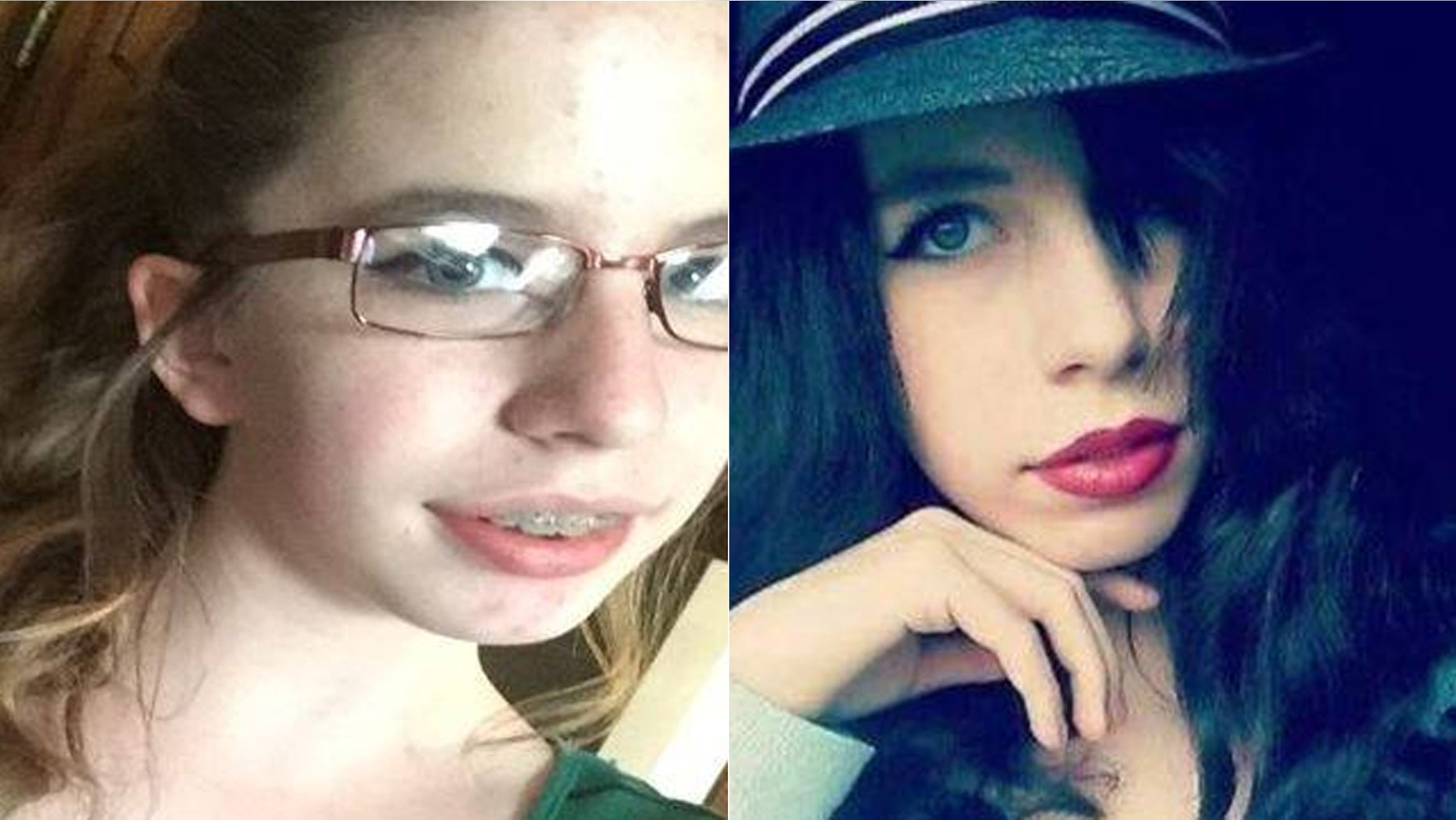 Two undated photos of Amelia Hill, 15, who was reported missing on Saturday.