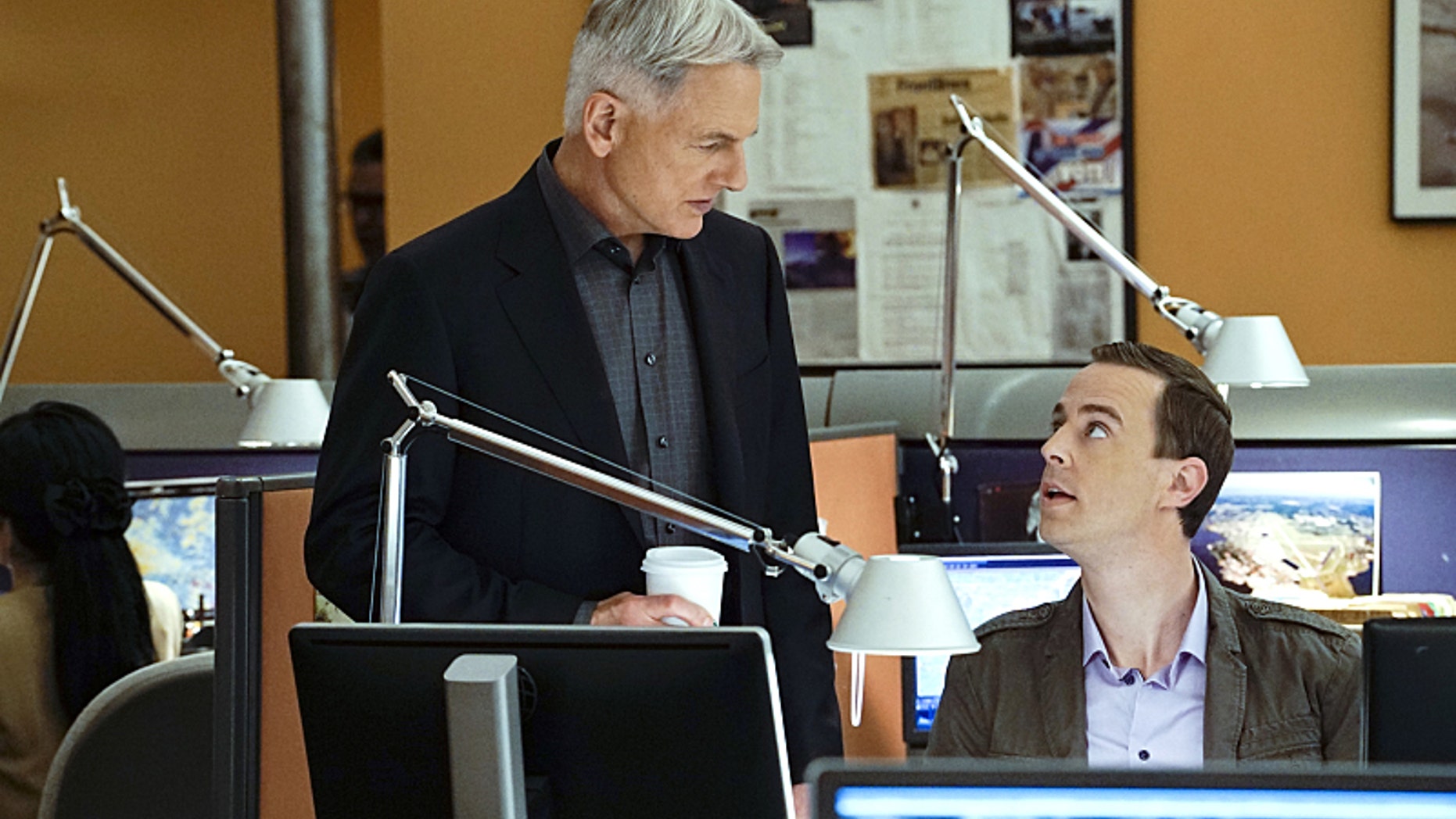 "Loose Cannons" -- Dinozzo pays Jeanne Benoit (Scottie Thompson) a visit as he chases a lead involving doctors in Sudan, on NCIS, Tuesday, Feb. 23 (8:00-9:00 PM, ET/PT), on the CBS Television Network. Pictured left to right: Mark Harmon and Sean Murray Photo: Cliff Lipson/CBS é2016 CBS Broadcasting, Inc. All Rights Reserved