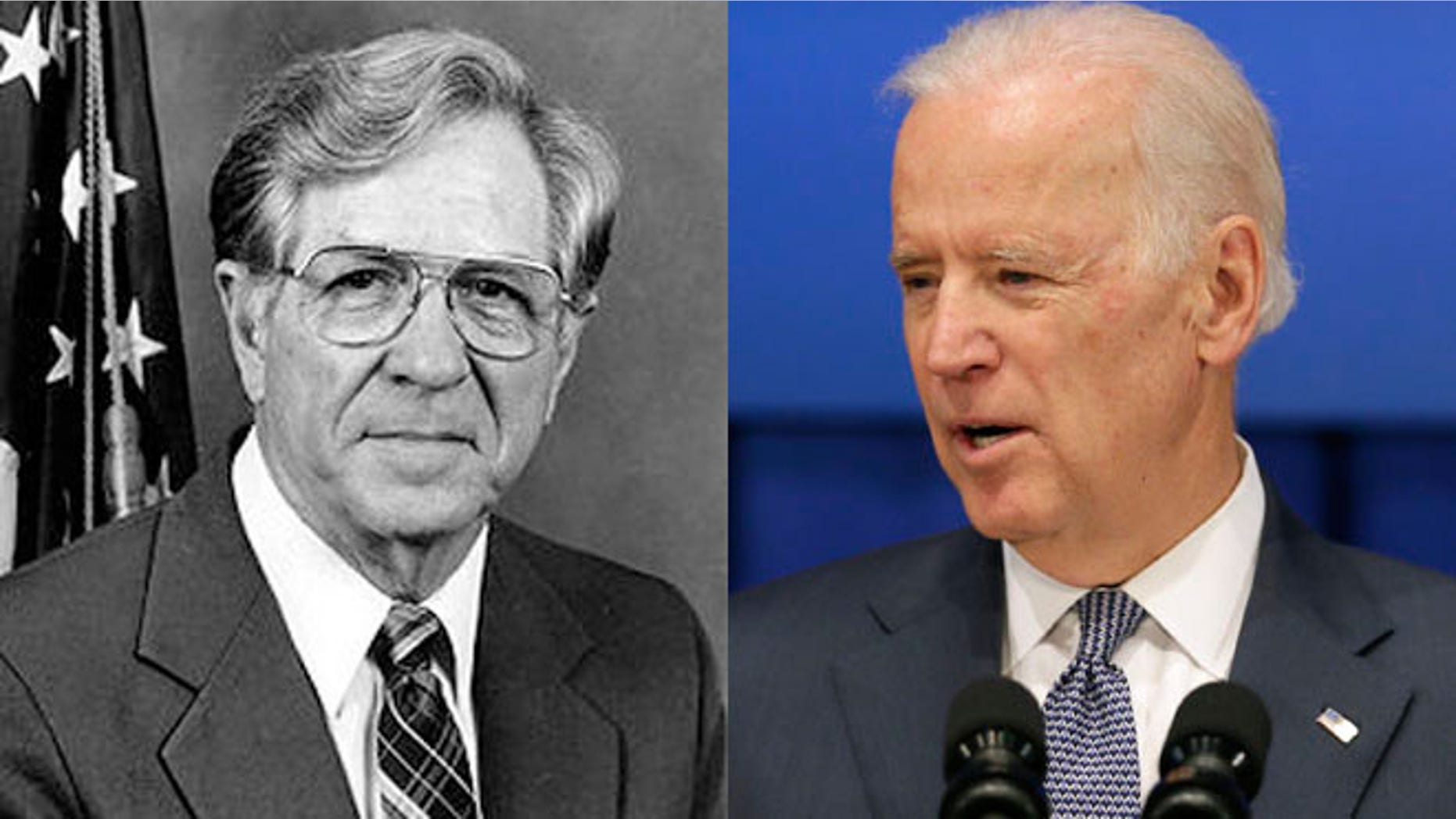 Neal Smith (left), 94-year-old former Iowa lawmaker and Vice President Joe Biden (right).