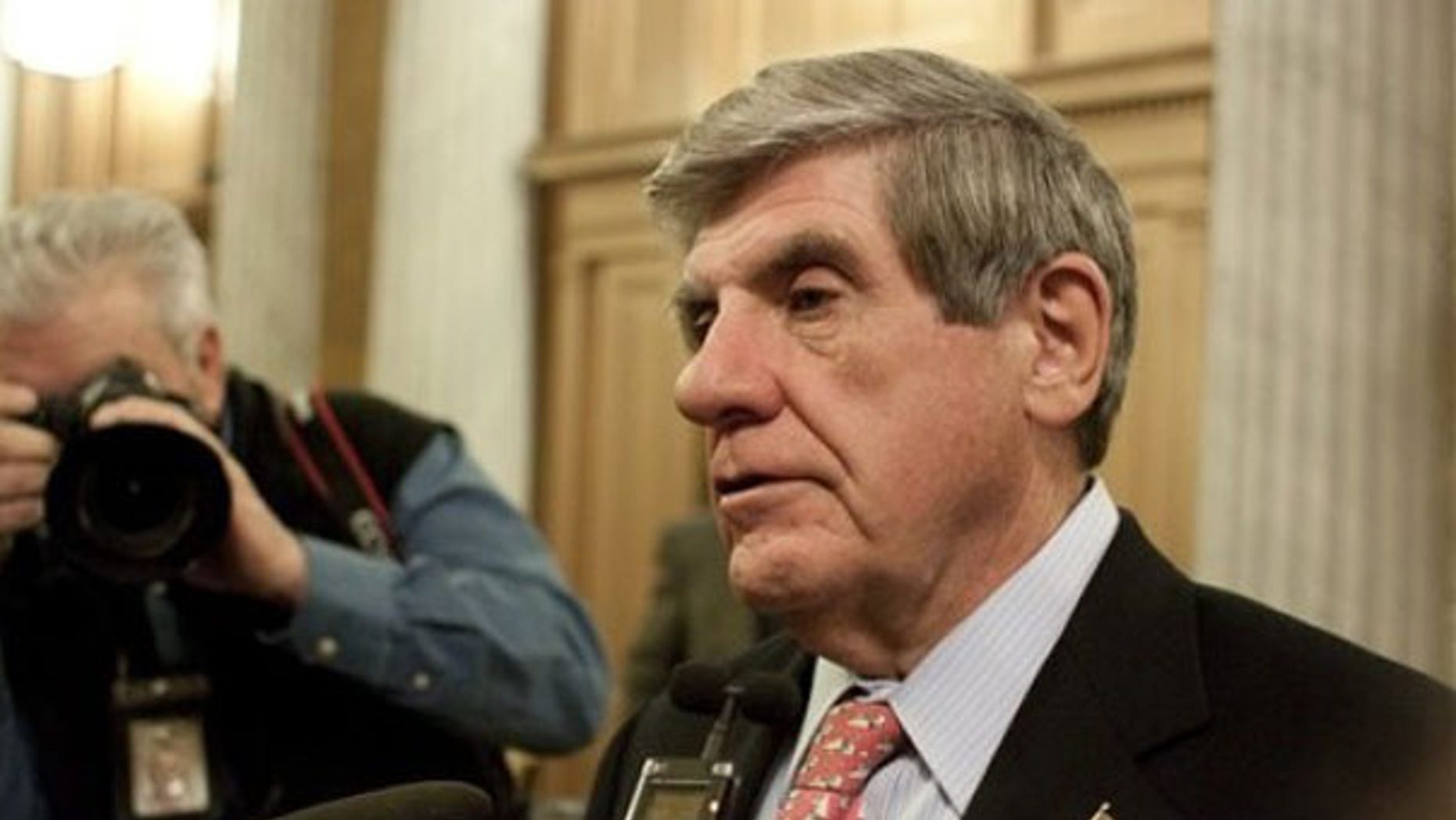 Monday: Sen. Ben Nelson talks to reporters on Capitol Hill. (AP Photo)
