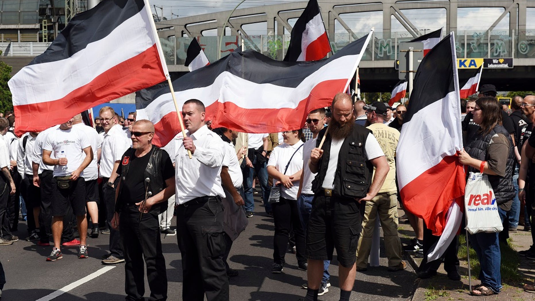 Far-right extremists gather to commemorate the death of Nazi Rudolf Hess in Berlin's Spandau district on Saturday.