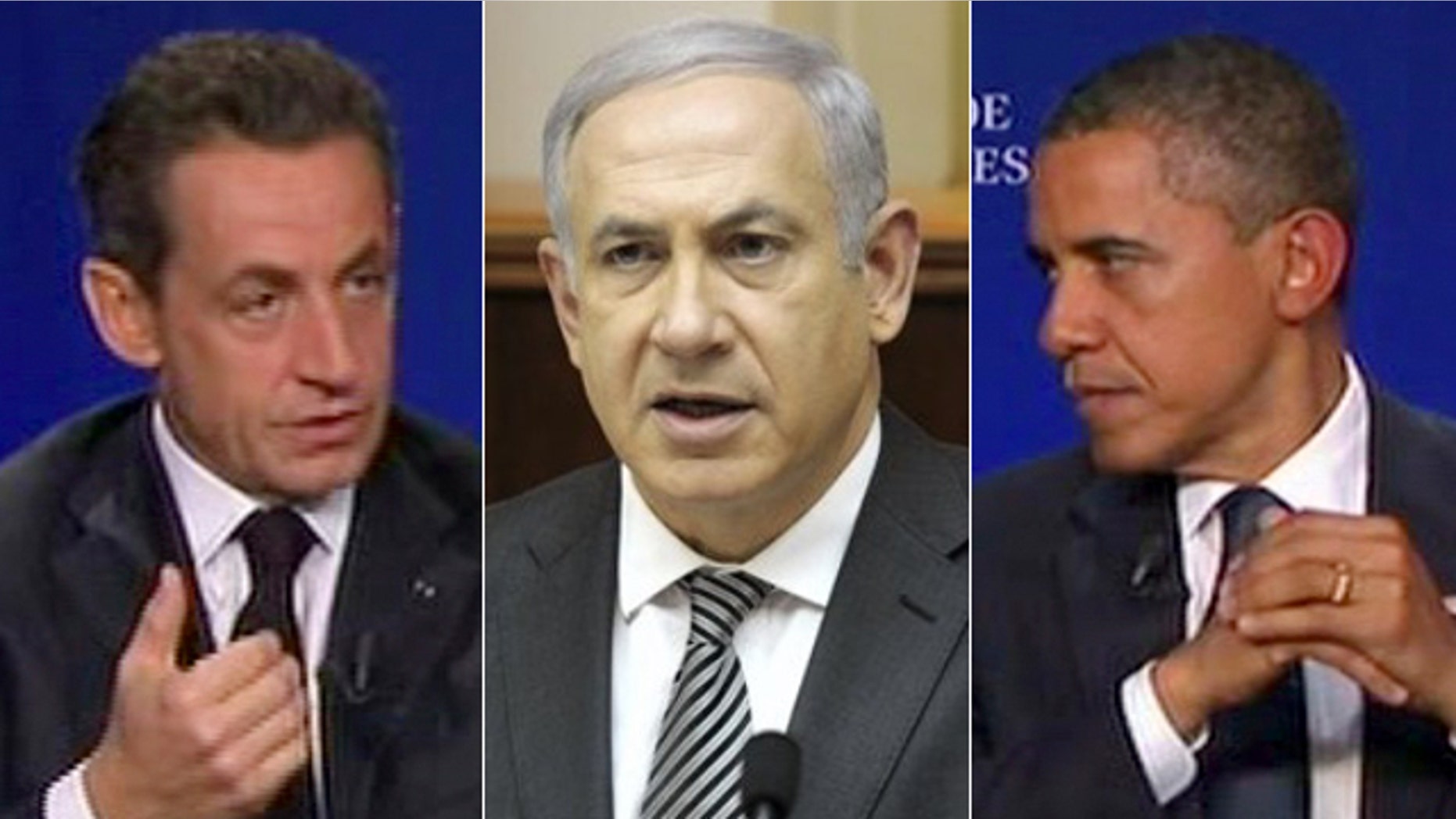 French President Nicolas Sarkozy, left, was overheard calling Israeli Prime Minister Benjamin Netanyahu, center, a 'liar' in a converation with U.S. President Obama last week during the G20 summit.