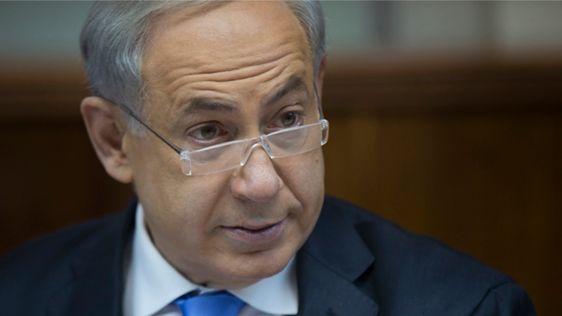 Dec. 8, 2013: Israeli Prime Minister Benjamin Netanyahu chairs the weekly cabinet meeting in Jerusalem.