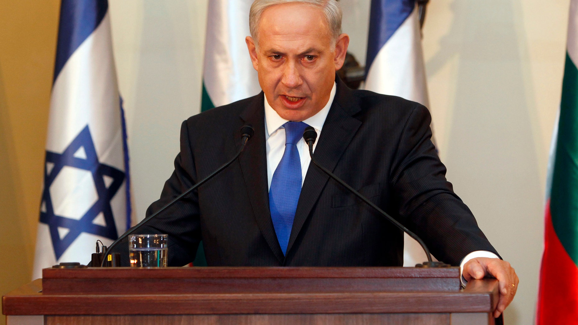 FILE: Sept. 11, 2012: Israeli Prime Minister Benjamin Netanyahu speaks at a press conference Jerusalem.