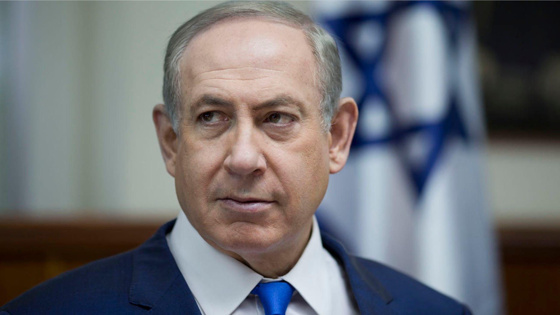 Jan. 8, 2017: Israeli Prime Minister Benjamin Netanyahu attends the weekly cabinet meeting at his office in Jerusalem