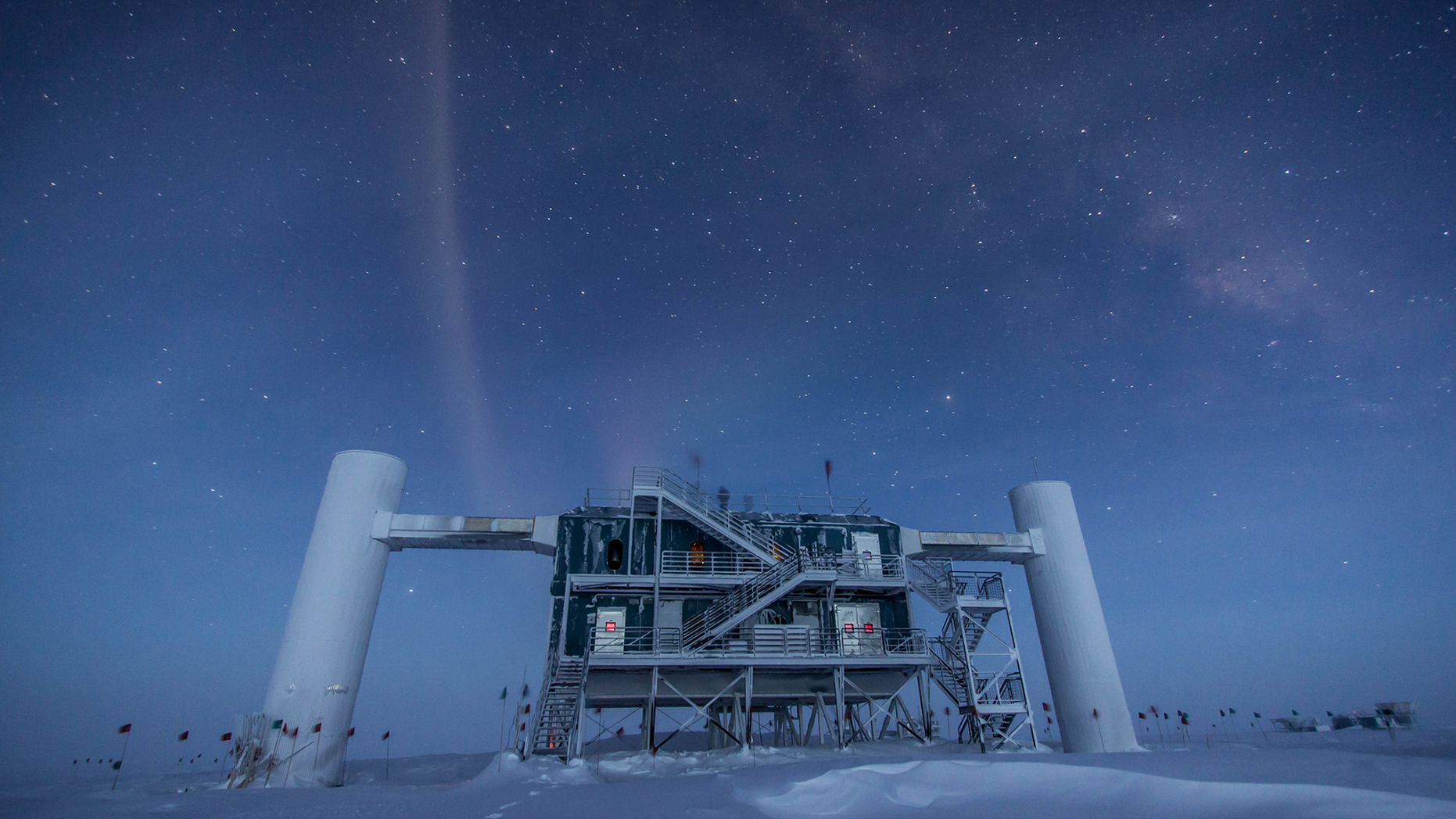 The surface facility for the IceCube experiment, which is located under nearly 1 mile (1.6 kilometers) of ice in Antarctica. IceCube suggests ghostly neutrinos don't exist, but a new experiment says they do.