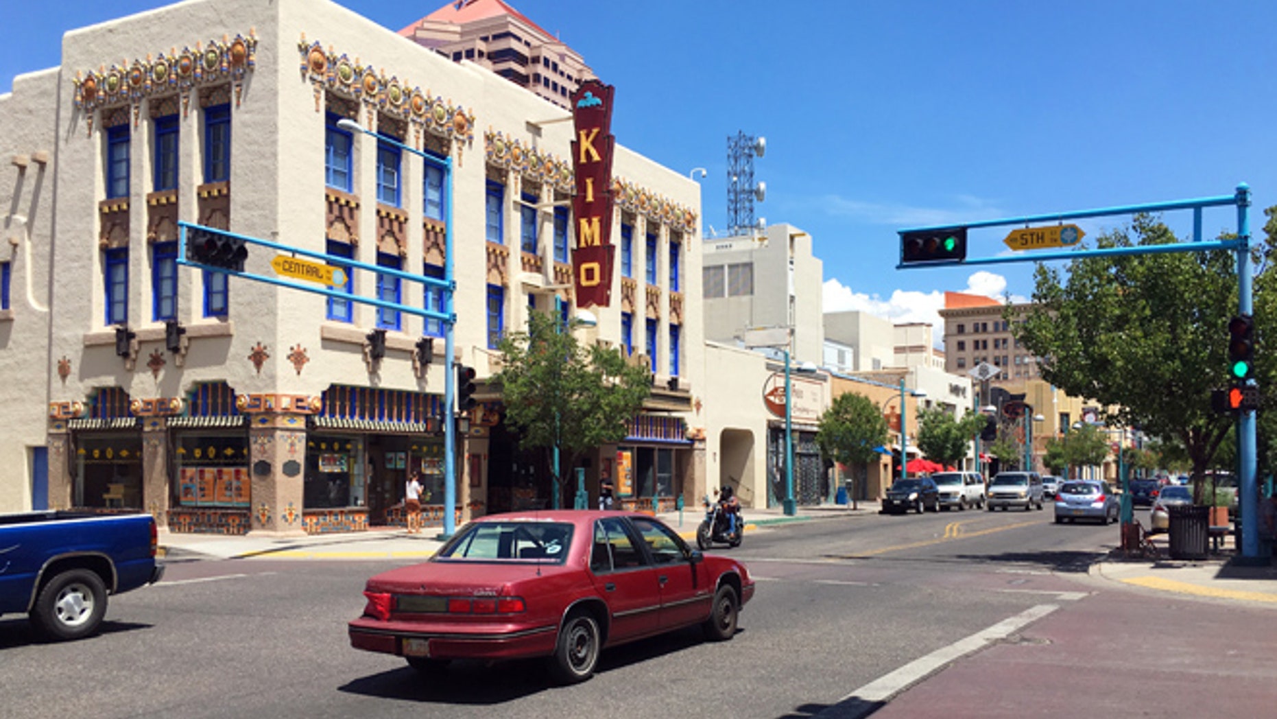 The Kimo Theater is seen on historic Route 66 in downtown Albuquerque, N.M., Monday, Aug. 1, 2016.
