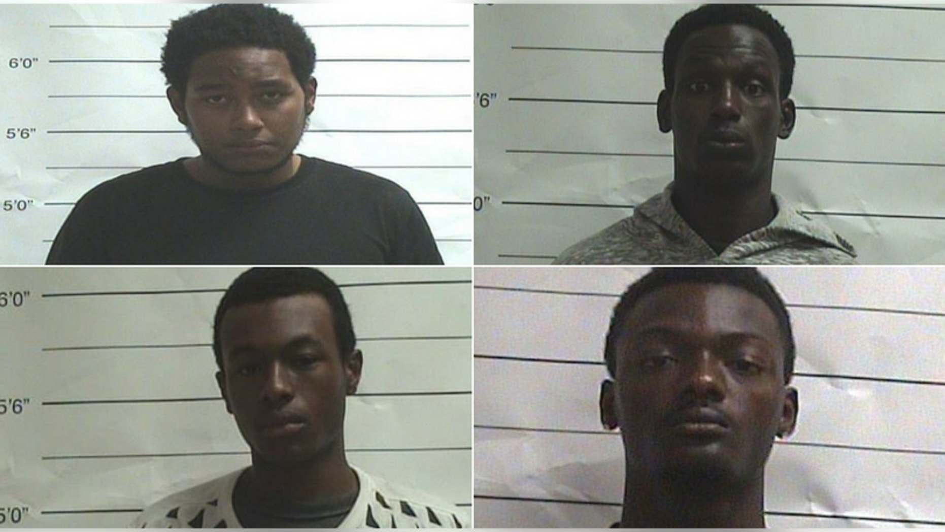 Suspects (clockwise, from top left) Dejuan Paul, 21; Rashaad Piper, 20; Joshua Simmons, 18; and Nicholas Polgowski, 18, are accused of attacking two tourists in New Orleans' French Quarter. (OPSO and New Orleans Police Department)