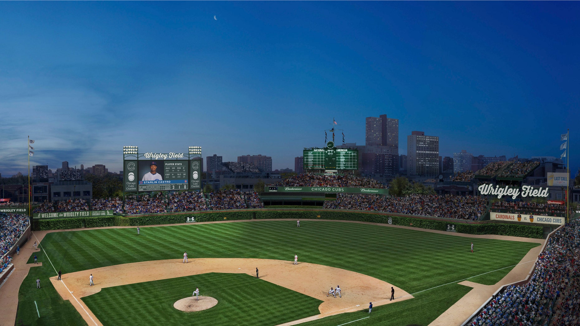 This artist rendering provided May 1, 2013 by the Chicago Cubs shows renovations planned at Wrigley Field.