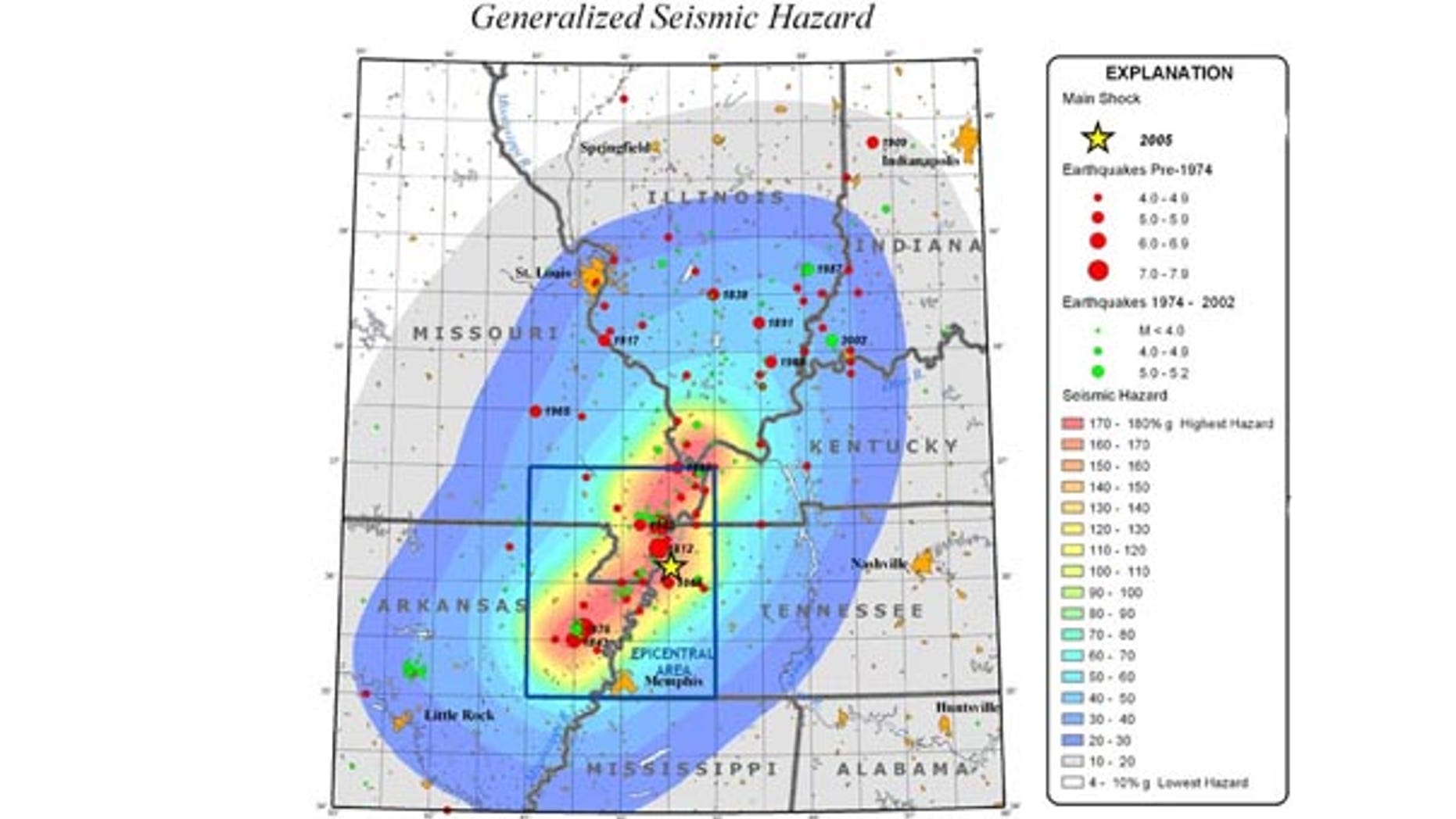 New Madrid Seismic Zone map