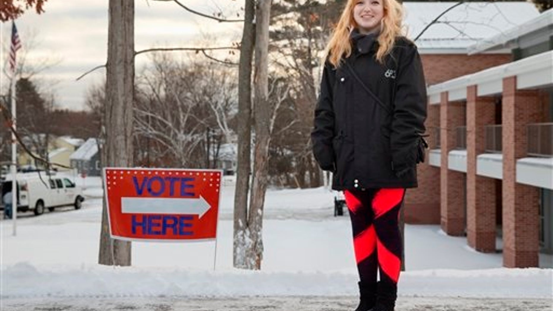 Nicole Reitano, 24, who voted for Democratic presidential candidate, Sen. Bernie Sanders, I-Vt., poses for a portrait outside her polling place at Broad Street Elementary in Nashua, N.H., Tuesday, Feb. 9, 2016, during the New Hampshire primary. I felt like he was the most honest, said Reitano, an embroiderer, of her decision to pick Sanders over Hillary Clinton in the Democratic primary. Hes had the same views forever and hes never budged. That makes me feel confident in him. (AP Photo/Jacquelyn Martin)