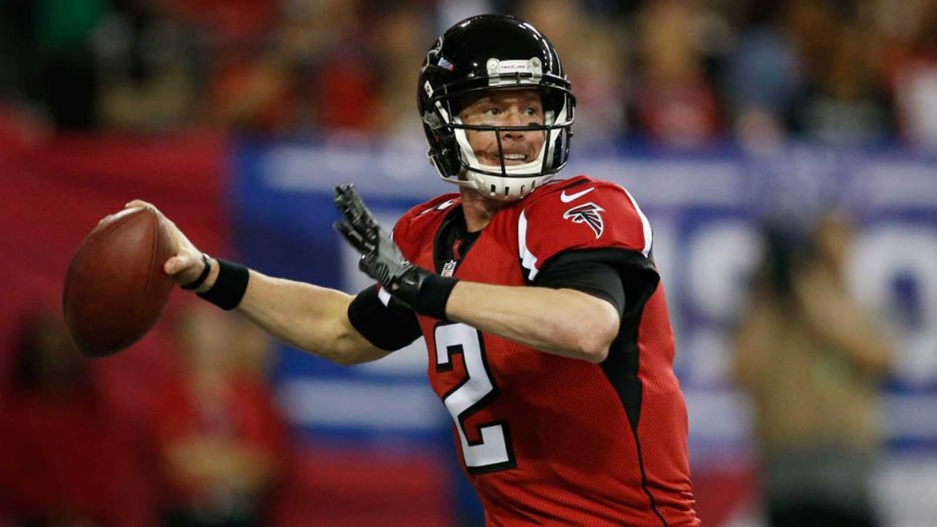 Jan 14, 2017; Atlanta, GA, USA; Atlanta Falcons quarterback Matt Ryan (2) throws against the Seattle Seahawks during the second quarter in the NFC Divisional playoff at Georgia Dome. Mandatory Credit: Brett Davis-USA TODAY Sports