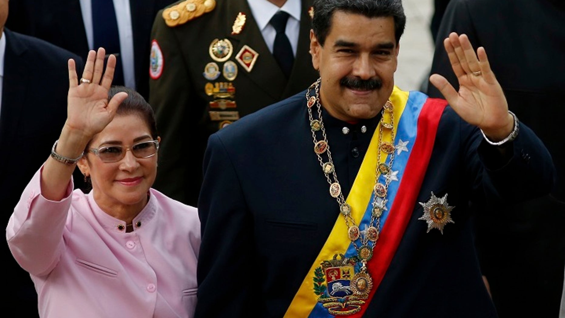 Venezuelan President Nicolas Maduro with his wife, Cilia Flores.
