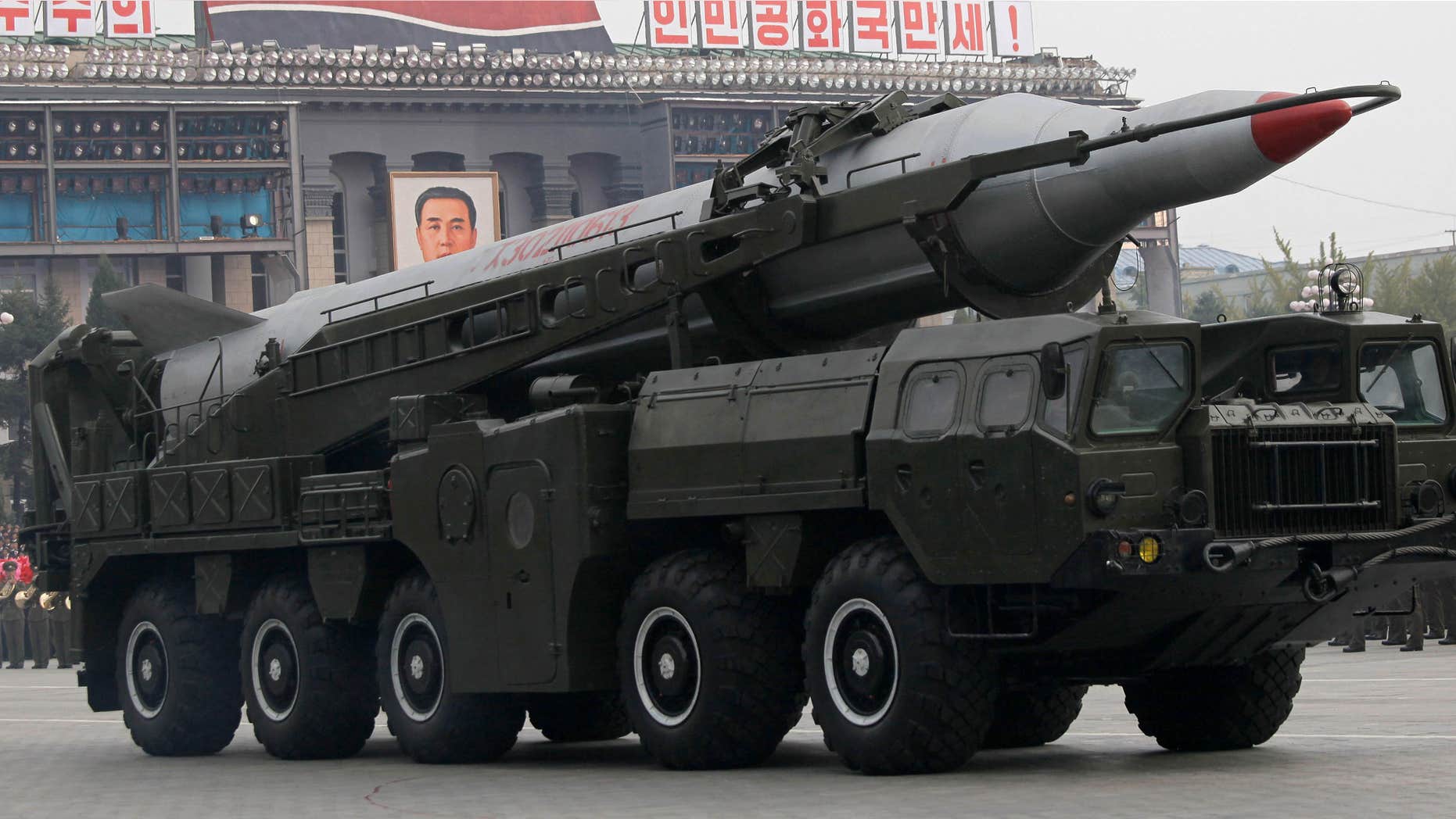 Oct. 10, 2010: North Korea missiles on trucks make its way during a massive military parade to mark the 65th anniversary of the communist nation's ruling Workers' Party in Pyongyang, North Korea.