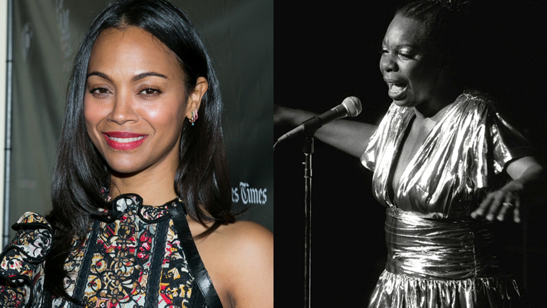 Actress Zoe Saldana (left) and singer Nina Simone.