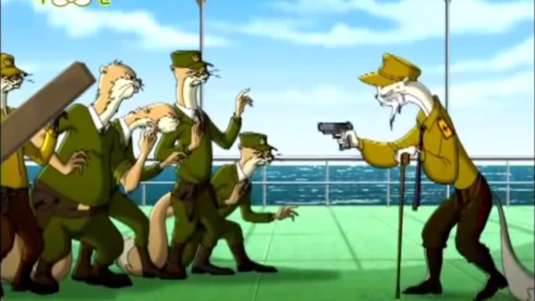 The "Squirrel and Hedgehog" series contains violent content that centers on the North Korean army.