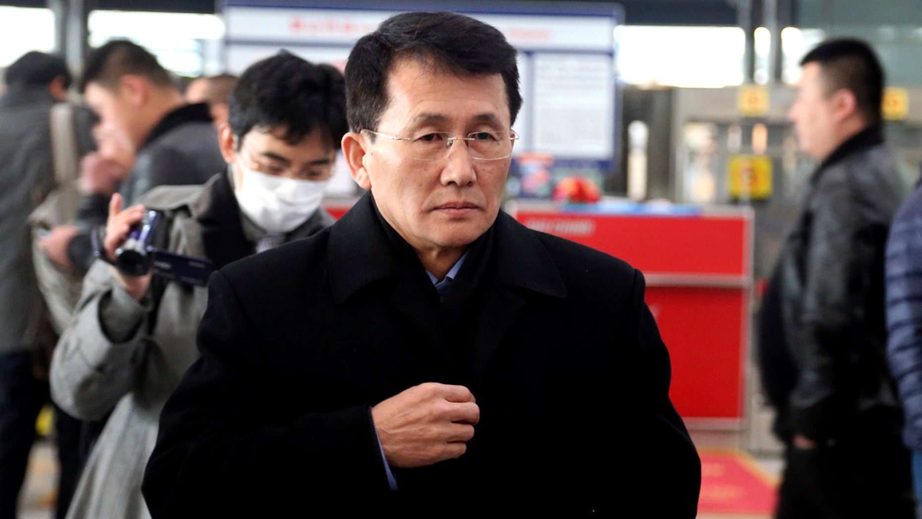 Choe Kang Il, a senior North Korean diplomat handling North American affairs, is seen at the Beijing Capital International Airport in Beijing, March 18, 2018.