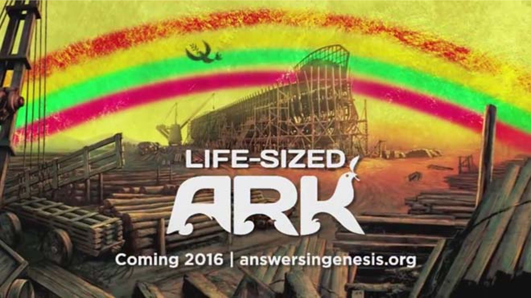 Shown here is an image from an "Answers in Genesis" ad playing on a digital billboard in New York's Times Square.