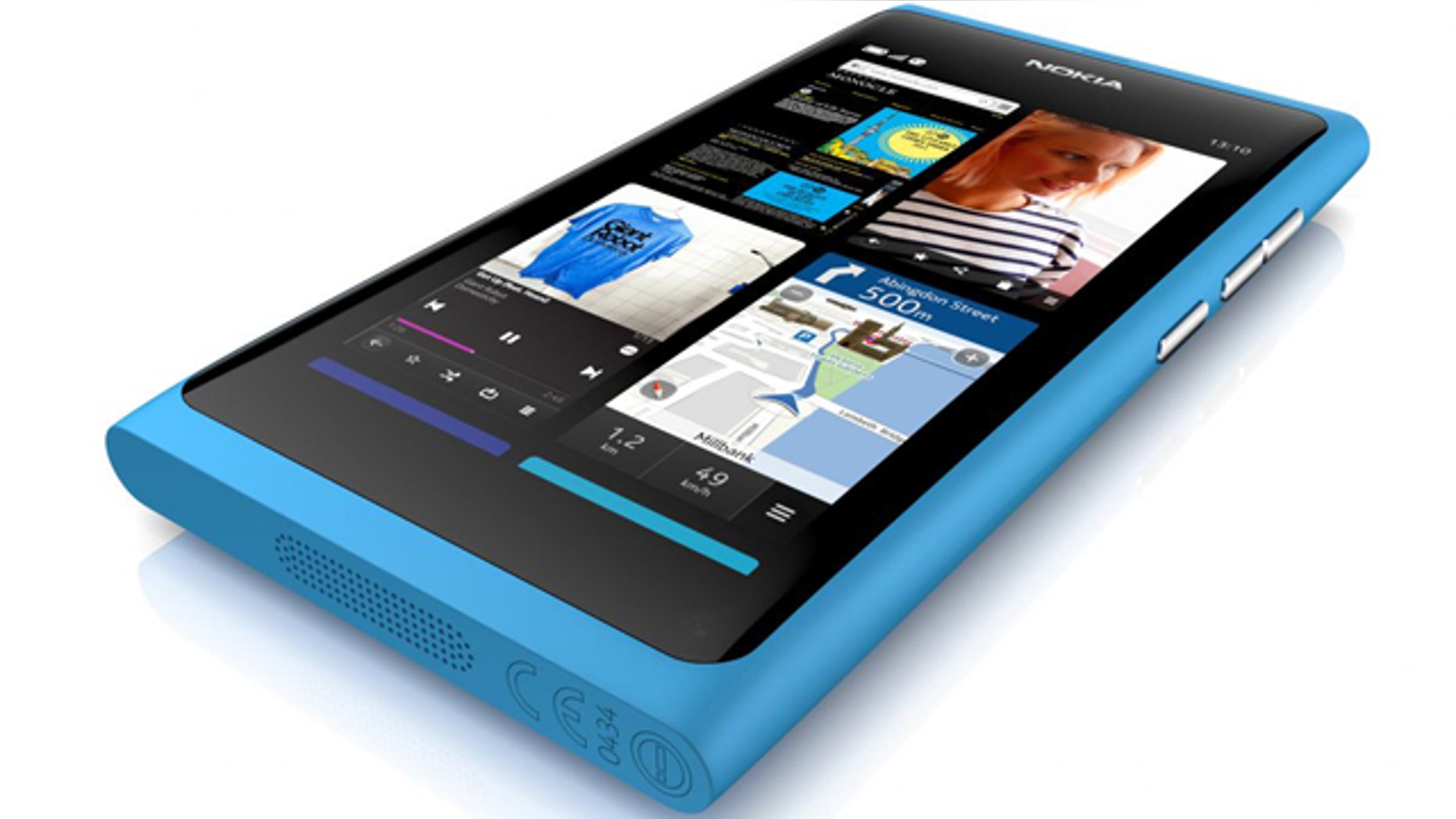 The new Nokia N9, a new touch-screen smartphone with an 8-megapixel camera and a unique, curved-glass display.