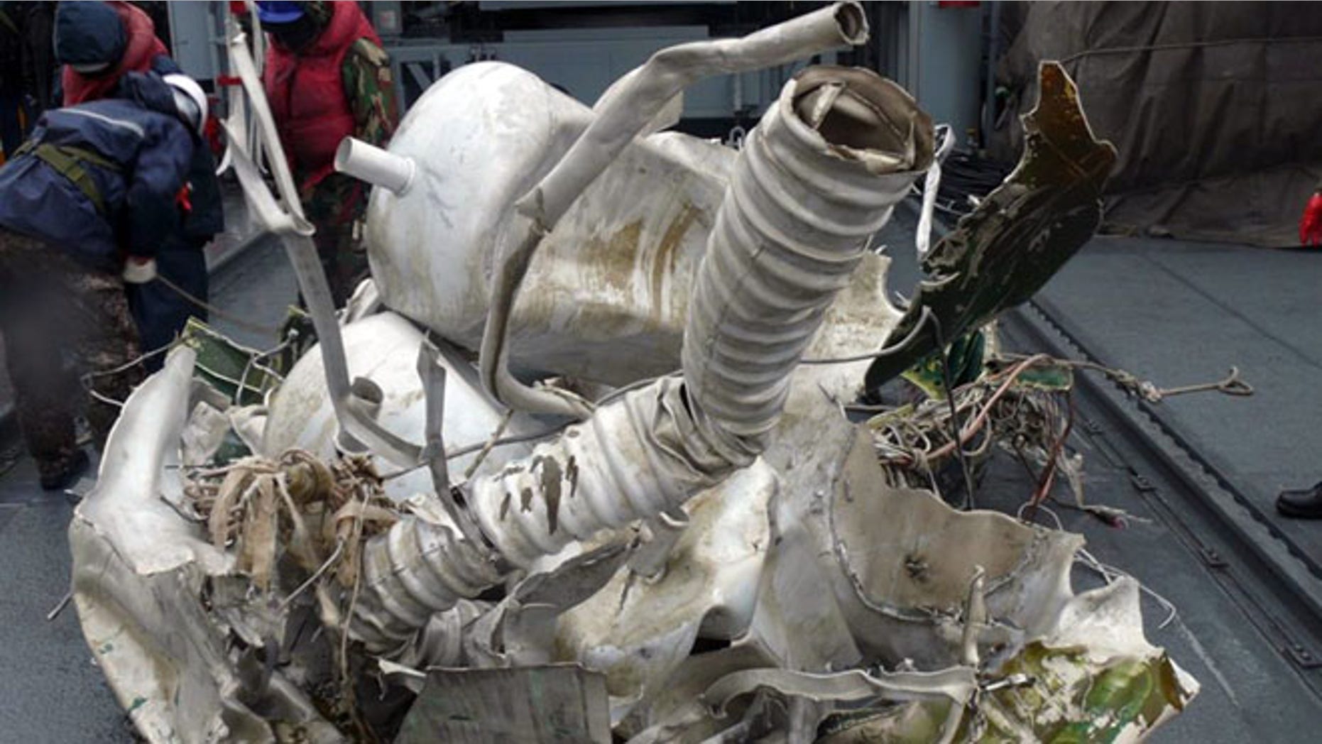 Dec. 23, 2012: In this undated photo released by South Korean Defense Ministry on, a part of debris from a rocket North Korea launched on Dec. 12, 2012 is seen on a South Korean navy vessel in the Yellow Sea, South Korea.